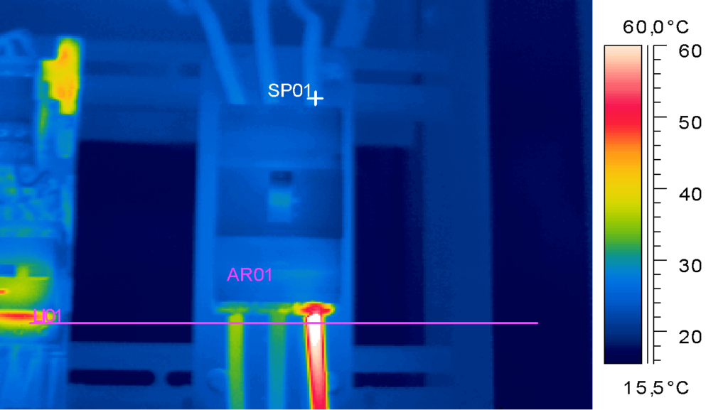 Termovízna snímka VN elektrického zariadenia